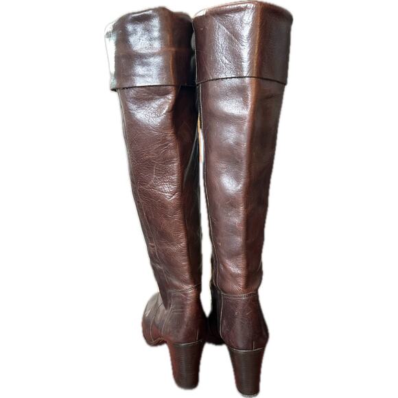 Sigerson Morrison Brown Leather Tall Cuffed Riding Boots Women's Size 8.5 narrow - Picture 5 of 10